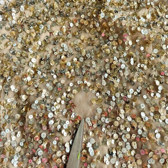 Mac Duggal NEW One Shoulder Sequin Embellished High Slit Maxi Gown Champagne 4 - Picture 16 of 16